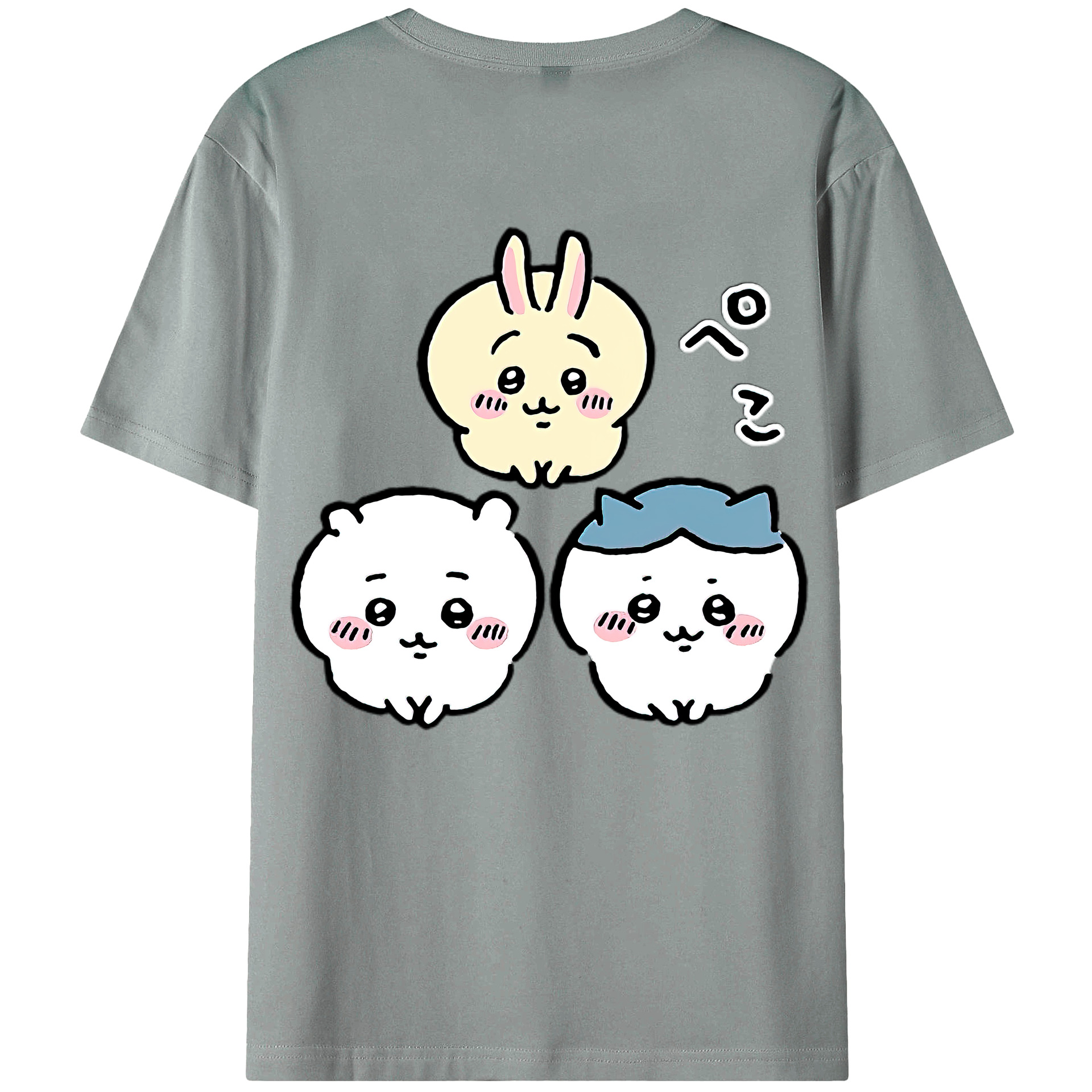（画像用） ちいかわ うさぎ Chii-kawa usagi 綿100％ メンズ半袖Tシャツ（バックプリント） 通気性